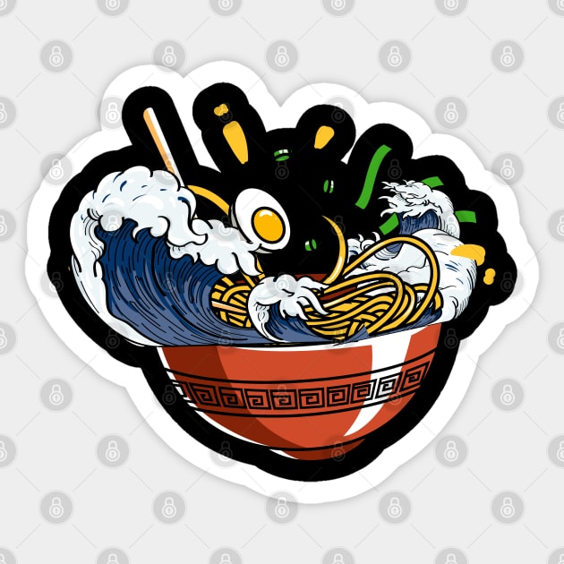 Ramen Merchandise Japanese Wave Ramen Noodle Sticker by TeddyTees